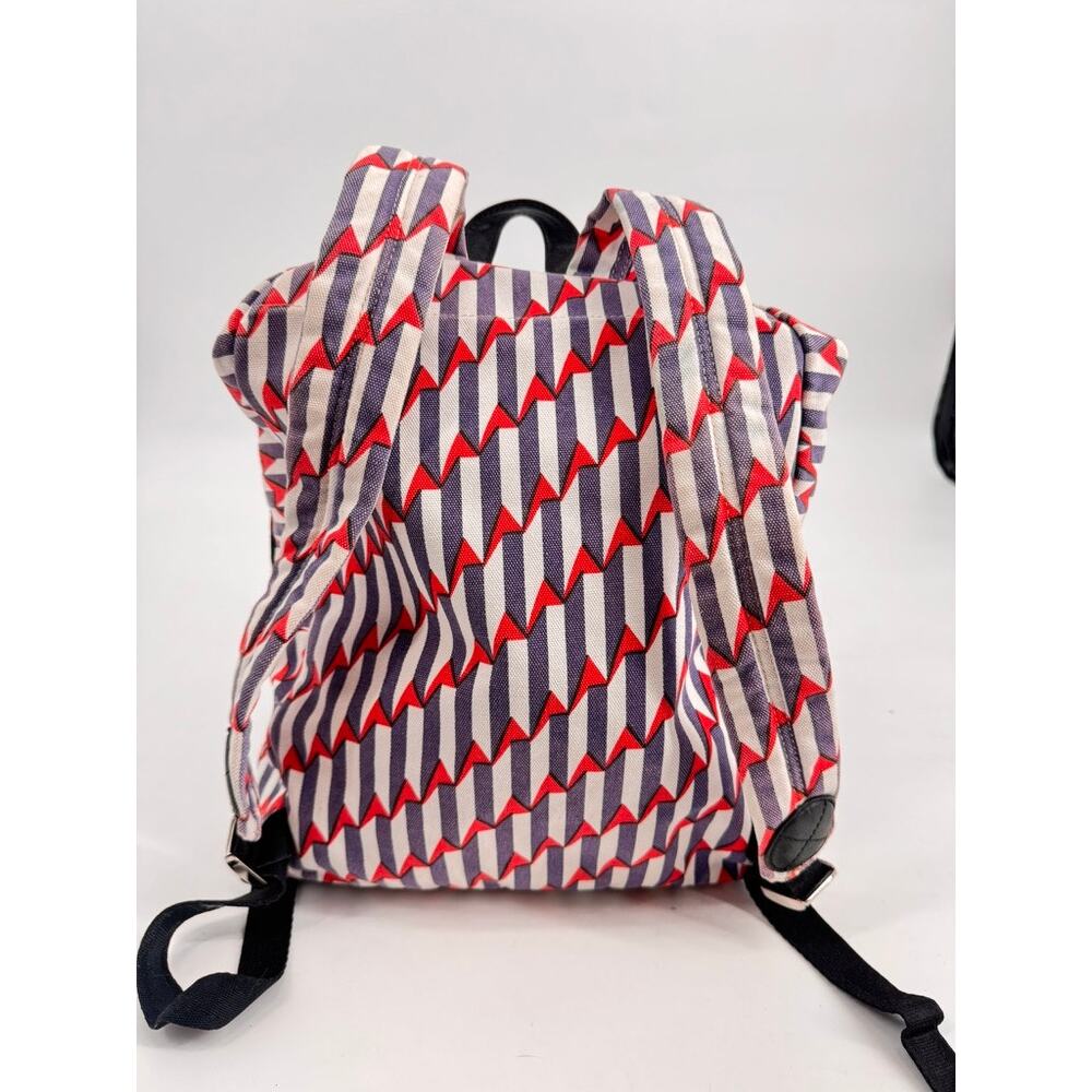 MARC JACOBS Paris Kiss Denim Backpack Red White Blue Cotton & Leather - Picture 5 of 11